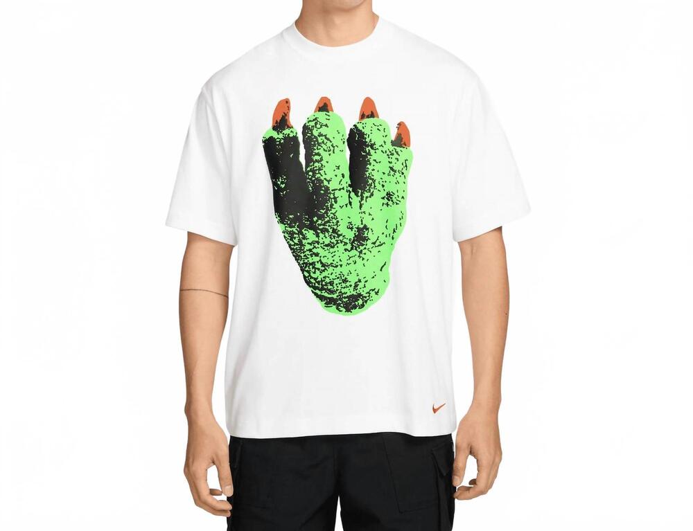 NEW NIKE men's titan kaiju t-shirt in white/green